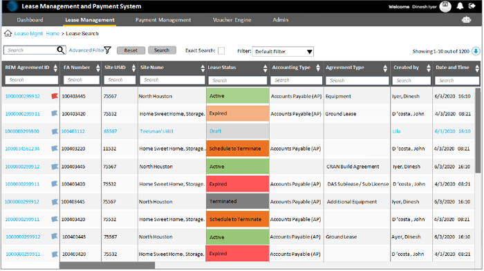 Recommended LEase Search Screen